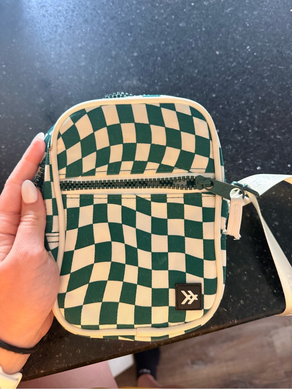 Green Checkerboard Crossbody Pouch - Unbranded